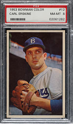 1953 Bowman Color #12 Carl Erskine PSA NM-MT 8