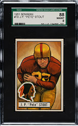1951 Bowman Football #70 J.P. "Pete" Stout SGC NM/MT 88