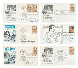 Basketball Hall of Fame Signed First-Day Cover Collection (6)