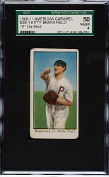 1909-1911 E90-1 American Caramel Kitty Bransfield "P" on Shirt SGC VG/EX 50