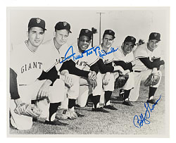 Willie Mays, Bobby Thomson, and Don Mueller Signed Photograph