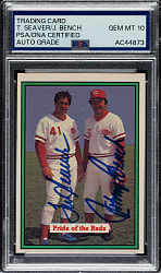 Signed 1982 Donruss #628 Tom Seaver/Johnny Bench PSA/DNA GEM MINT 10