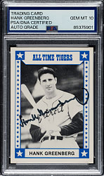 Signed 1980 TCMA All-Time Tigers #4 Hank Greenberg PSA/DNA GEM MINT 10