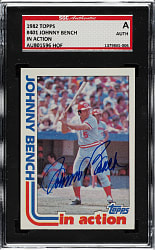 Signed 1982 Topps #401 Johnny Bench in Action - SGC