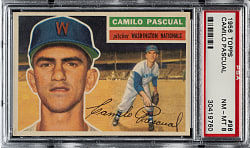 1956 Topps #98 Camilo Pascual White Back PSA NM-MT 8