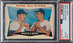 1960 Topps #160 Rival All Stars with Mickey Mantle and Ken Boyer PSA EX-MT 6