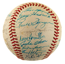 1972 Oakland Athletics World Champions Team-Signed Baseball with Reggie Jackson, Jim Hunter, and Rollie Fingers