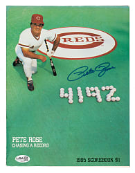 1985 Pete Rose Signed Cincinnati Reds (vs. San Francisco Giants) Scorebook - JSA