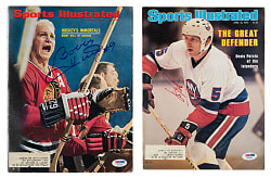 1968 and 1979 Bobby Hull and Denis Potvin Signed Sports Illustrated Pair - PSA/DNA