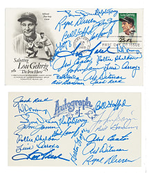 1961 New York Yankees Team-Signed Reunion First Day Cover and "Autograph" Card