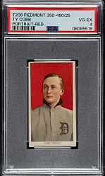Lot # 5: 1909-1911 T206 White Border Ty Cobb Portrait Red Background PSA VG-EX 4