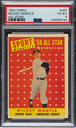 1958 Topps #487 Mickey Mantle All-Star PSA VG-EX 4