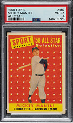 1958 Topps #487 Mickey Mantle All-Star PSA VG-EX 4