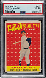 1958 Topps #487 Mickey Mantle All-Star PSA VG-EX 4