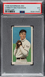 1909-1911 T206 White Border Christy Mathewson Dark Cap PSA VG 3 - Sovereign 350 Back