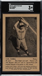 1932 New York Giants Schedule Postcard Carl Hubbell SGC VG 3