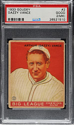1933 R319 Goudey #2 Dazzy Vance PSA GOOD 2 (MK)