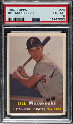 1957 Topps #24 Bill Mazeroski Rookie PSA EX-MT 6