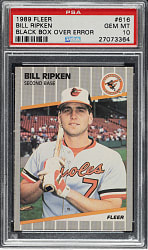 1989 Fleer #616 Bill Ripken Black Box Over Error PSA GEM MINT 10
