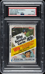 1983 Fleer Unopened Cello Pack PSA MINT 9 - Wade Boggs Rookie on Top