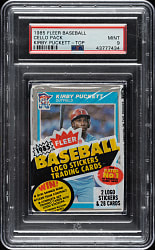 1985 Fleer Unopened Cello Pack PSA MINT 9 - Kirby Puckett Rookie on Top