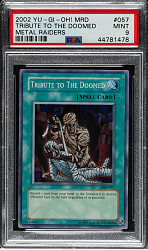2002 Yu-Gi-Oh! Metal Raiders #057 Tribute To The Doomed Super Rare Holographic PSA MINT 9