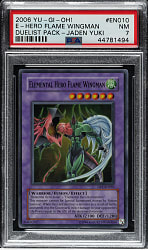 2006 Yu-Gi-Oh! Duelist Pack - Jaden Yuki #EN010 Elemental Hero Flame Wingman Super Rare Holographic PSA NM 7