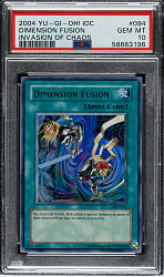 2004 Yu-Gi-Oh! Invasion of Chaos #094 Dimension Fusion Ultra Rare Holographic PSA GEM MINT 10