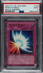 2002 Yu-Gi-Oh! Metal Raiders #138 Mirror Force Ultra Rare Holographic PSA MINT 9