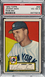 1952 Topps #49 Johnny Sain Correct Bio Black Back PSA VG-EX 4