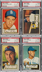Lot # 1809: 1952 Topps PSA VG-EX 4 Collection (4): Terwilliger, Jensen, Kennedy, and Hartung