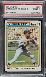 1974 Topps #473 World Series Game #2 with Willie Mays PSA MINT 9