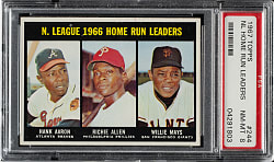 1967 Topps #244 N.L. Home Run Leaders with Hank Aaron and Willie Mays PSA NM-MT 8