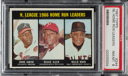 1967 Topps #244 N.L. Home Run Leaders with Hank Aaron and Willie Mays PSA NM-MT 8