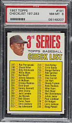 1967 Topps #191 Checklist (214 is Dick Kelley) PSA NM-MT 8