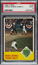 1963 Topps #144 World Series Game #3 Maris Sparks Yankee Rally PSA MINT 9