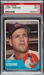 1963 Topps #514 Larry Osborne PSA MINT 9
