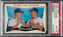 1960 Topps #160 Rival All Stars with Mickey Mantle and Ken Boyer PSA NM-MT 8