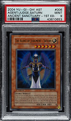 2004 Yu-Gi-Oh! Ancient Sanctuary 1st Edition #006 The Agent Of Judgement - Saturn Ultra Rare Holographic PSA MINT 9