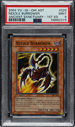 2004 Yu-Gi-Oh! Ancient Sanctuary 1st Edition #020 Needle Burrower Super Rare Holographic PSA MINT 9