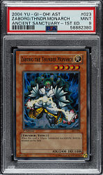 2004 Yu-Gi-Oh! Ancient Sanctuary 1st Edition #023 Zaborg The Thunder Monarch Super Rare Holographic PSA MINT 9