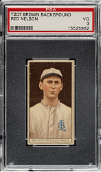 1912 T207 Brown Background Red Nelson PSA VG 3 - Broadleaf Back