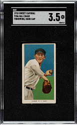 1909-1911 T206 White Border Hal Chase Throwing Dark Cap SGC VG+ 3.5