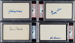 Signed Index Card Collection (13) Including Johnny Mize, Lou Boudreau, and George Kell - PSA/DNA