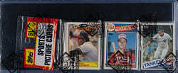 1985 Topps Unopened Rack Pack - Rod Carew and Mark McGwire Rookie on Top - BBCE