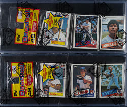 1985 Topps Unopened Rack Pack Pair - Kirby Puckett Rookie on Top and Back - BBCE
