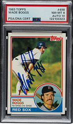 Signed 1983 Topps #498 Wade Boggs Rookie PSA NM-MT 8 with GEM MINT 10 Signature