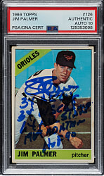 Signed 1966 Topps #126 Jim Palmer Rookie PSA/DNA GEM MINT 10
