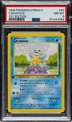 1999 Pokemon French Base Set 1st Edition #63 Squirtle PSA NM-MT 8