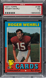 1971 Topps Football #188 Roger Wehrli Rookie PSA NM 7